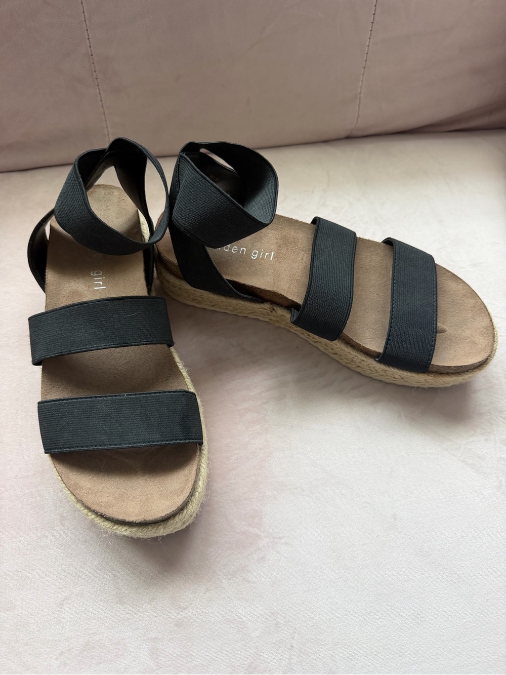 Madden Girl Black Elastic-Strap Espadrille Sandals